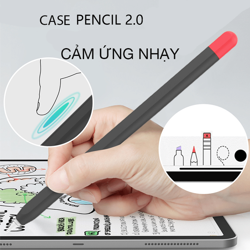 Case/Ốp Silicon Apple Pencil 2 Kiểu Bút Chì Chống Trầy, Chống Bẩn AHASTYLE