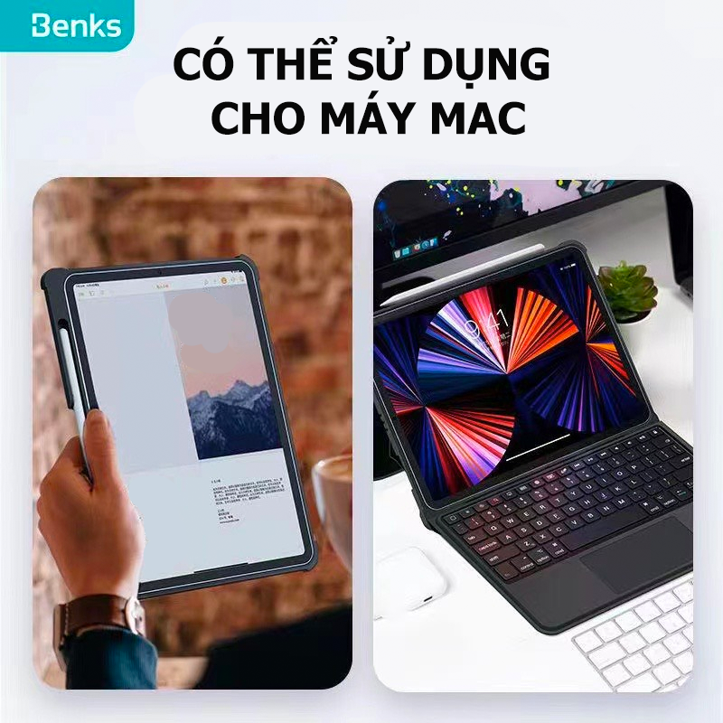 Case/Bao Da Kiêm Bàn Phím Bluetooth Kèm Trackpad Benk Dành Cho iPad Pro 11 inch 2018-2021 Và Air 4 BENKS (Có Thể Tháo Rời Bàn Phím Khi Không Sử Dụng)