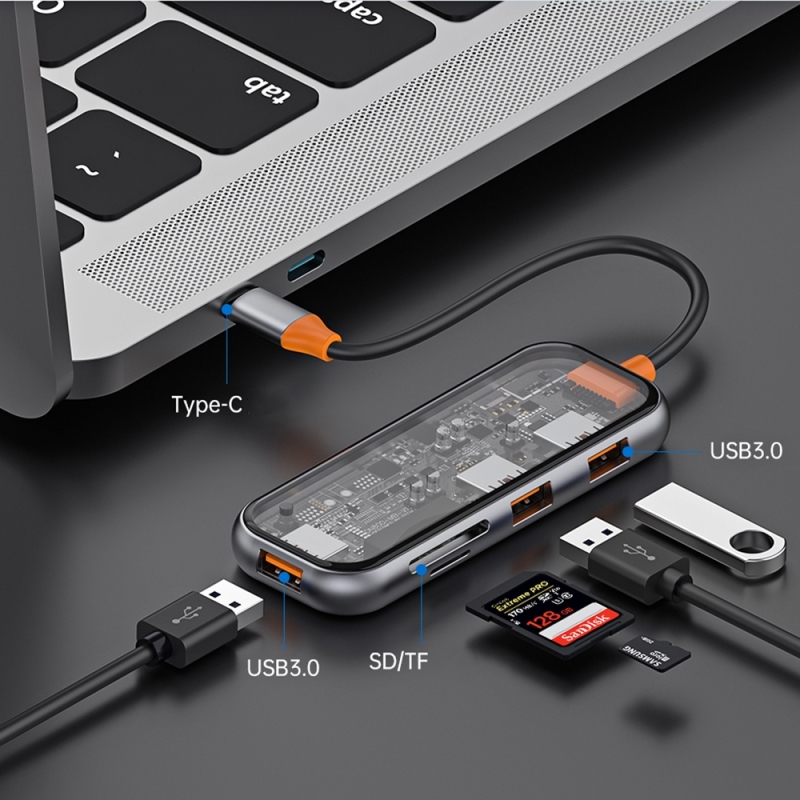 Hub USB-C 5in1 Trong Suốt WIWU Cyber CB005