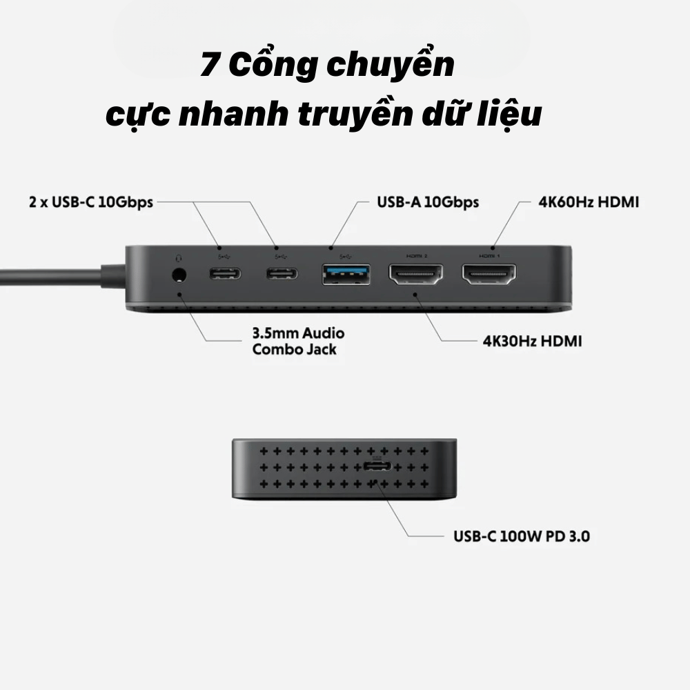 Hub/ Cổng Chuyển USB-C HyperDrive Next Dual 4K HDMI 7 Port Xuất 2 Màn Hình Độc Lập Cho MacBook M1/M2/M3 – HD7002GL