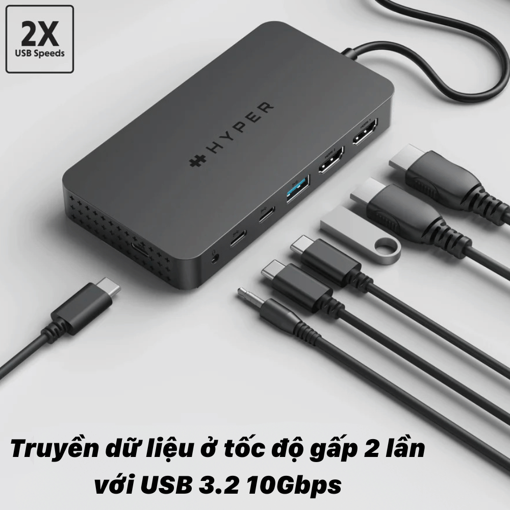 Hub/ Cổng Chuyển USB-C HyperDrive Next Dual 4K HDMI 7 Port Xuất 2 Màn Hình Độc Lập Cho MacBook M1/M2/M3 – HD7002GL
